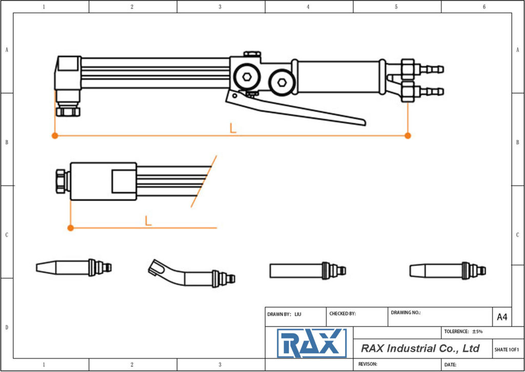 Gas Cutting Torch Drawing