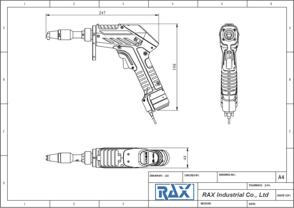 Handheld Laser Welding Torch Drawing