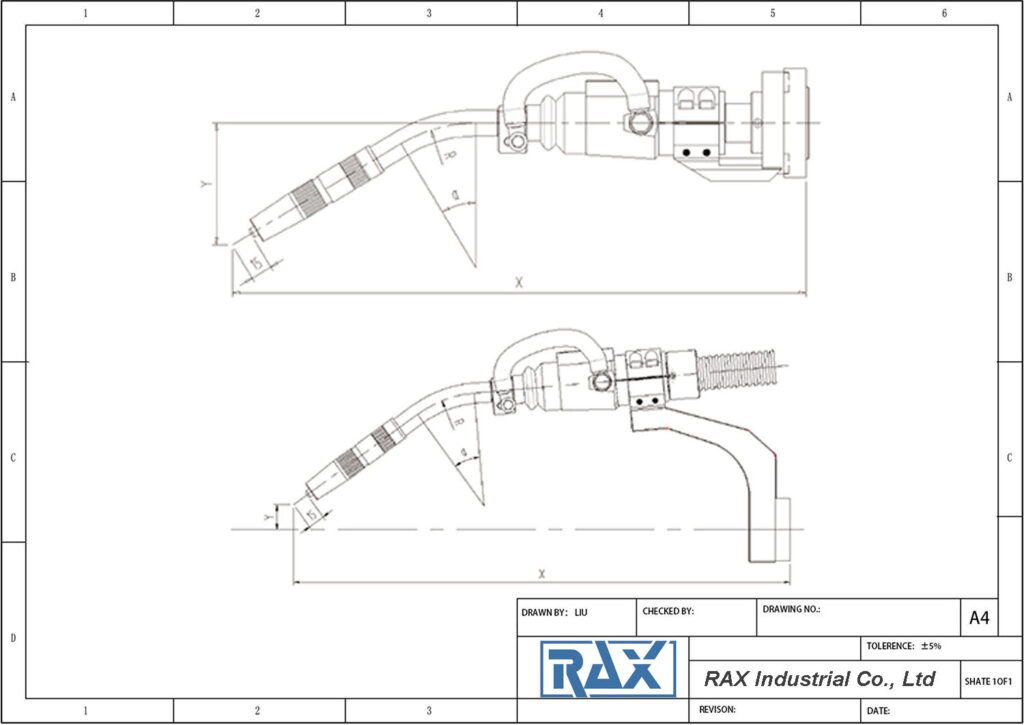 Robotic Welding Torch Drawing